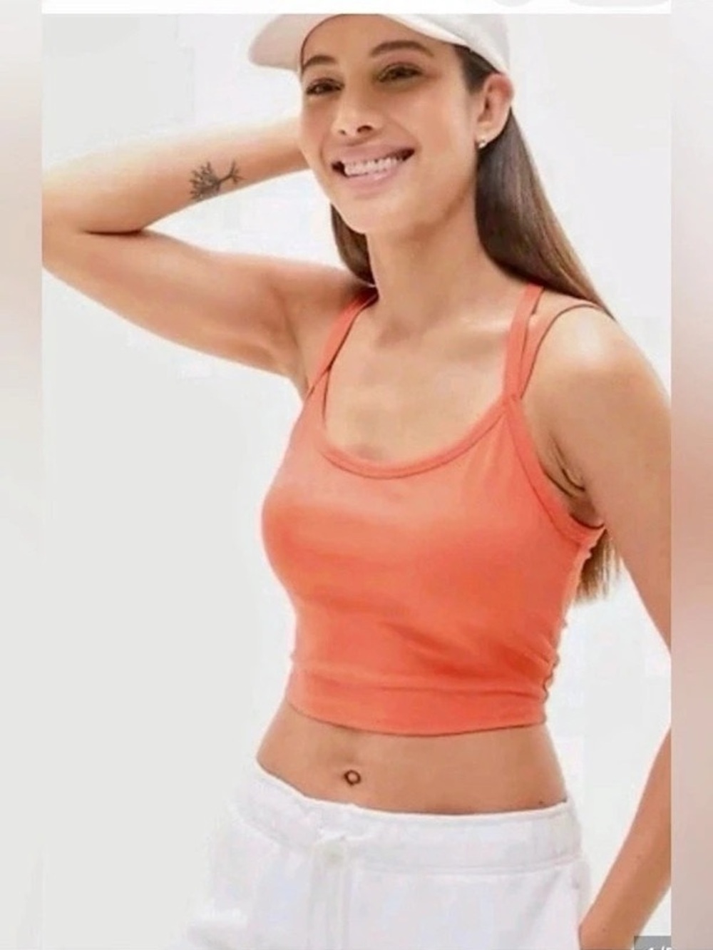 Athleta Crop Tank in Orange M NWT Signature rib wide binding tank strappy
